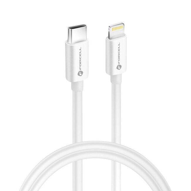 Forcell - USB-C naar Lightning - Snel lader geschikt voor Lightning en USB-C apparaten - 1 Meter - 30W - Wit