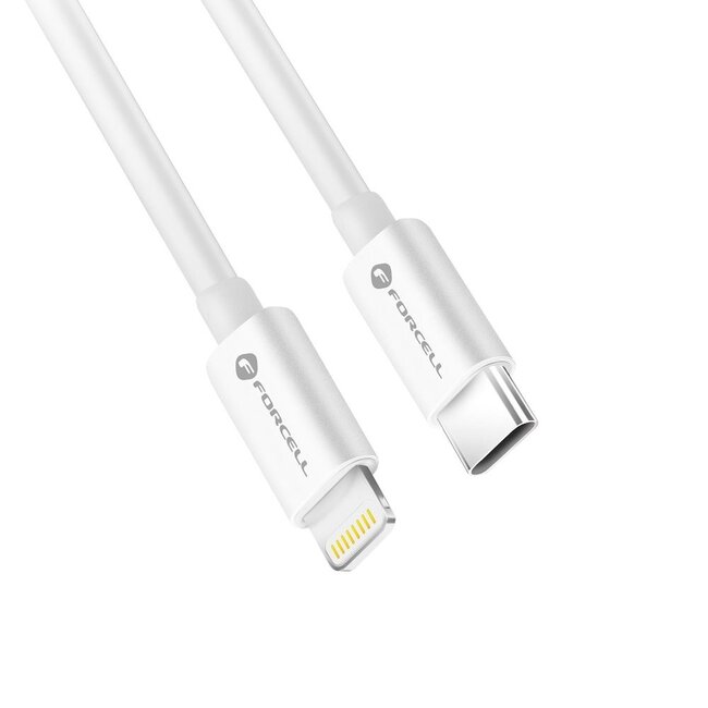 Forcell - USB-C naar Lightning - Snel lader geschikt voor Lightning en USB-C apparaten - 1 Meter - 30W - Wit