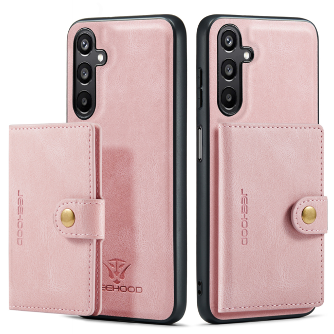 CaseMe - Telefoonhoesje geschikt voor Samsung Galaxy A15 - Back Cover - Met Magnetische Pasjeshouder - Roze