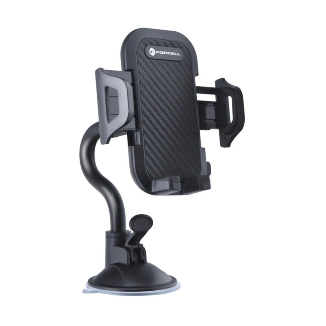 Forcell - Telefoon houder voor in Auto - 360 Draaibaar - Met Zuignap - 17cm Arm -  Zwart