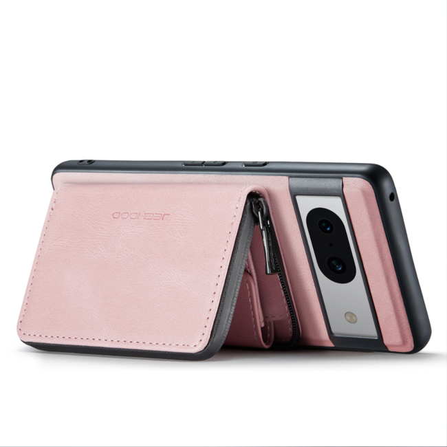 CaseMe - Telefoonhoesje geschikt voor Google Pixel 8A Met Magnetische Pasjeshouder - Back Cover - Roze