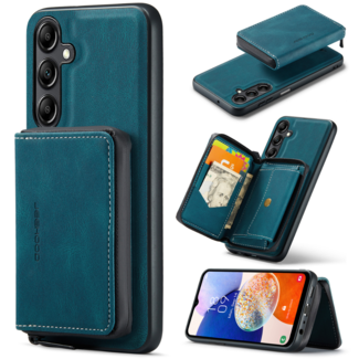 CaseMe CaseMe - Telefoonhoesje geschikt voor Samsung Galaxy A14 Met Magnetische Pasjeshouder - Back Cover - Blauw