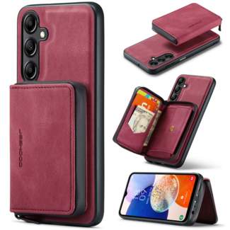 CaseMe CaseMe - Telefoonhoesje geschikt voor Samsung Galaxy A14 Met Magnetische Pasjeshouder - Back Cover - Rood
