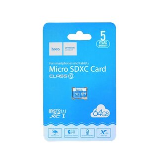 HOCO - Micro SD Kaart 64 GB - Geheugenkaart - tot 95mb/s - Blauw