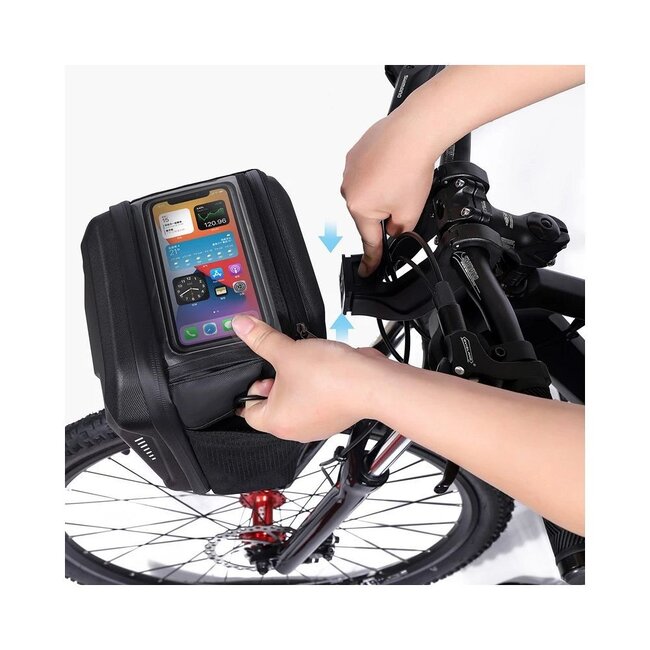 Wildman - Stuurtas - Telefoonhouder/Fietstas - Waterdicht - Touchscreen - Met rits - 3L - Zwart