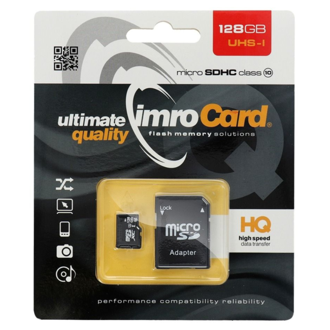 Imro - Micro SD Kaart 128 GB - Geheugenkaart Met Adapter - Class 10 UHS-I