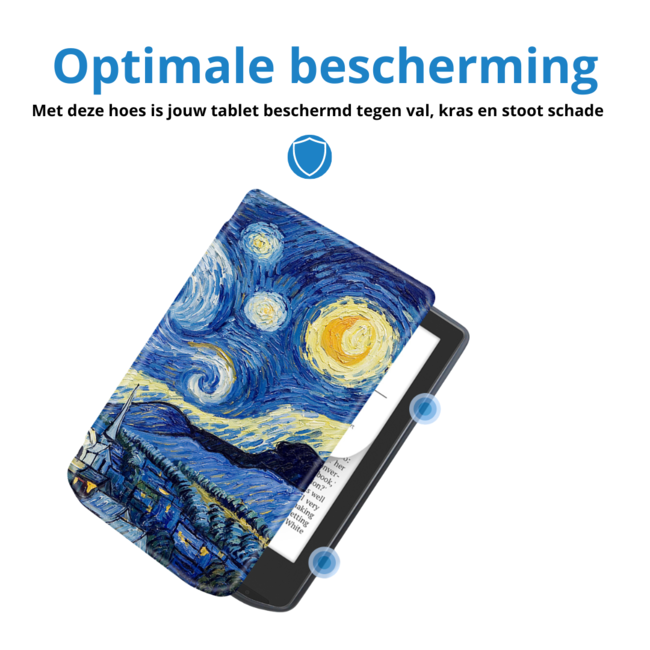 Case2go - E-reader Hoes geschikt voor PocketBook Verse / Verse Pro / Verse Pro Color - Sleepcover - Auto/Wake functie - Magnetische sluiting - Sterrenhemel