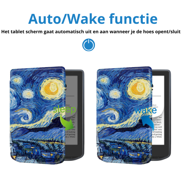 Case2go - E-reader Hoes geschikt voor PocketBook Verse / Verse Pro / Verse Pro Color - Sleepcover - Auto/Wake functie - Magnetische sluiting - Sterrenhemel