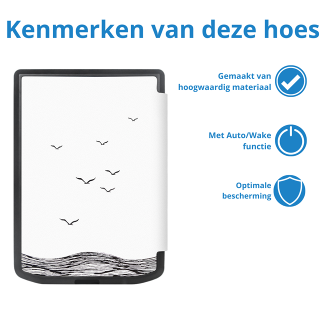 Case2go - E-reader Hoes geschikt voor PocketBook Verse / Verse Pro / Verse Pro Color - Sleepcover - Auto/Wake functie - Magnetische sluiting - Time To Travel