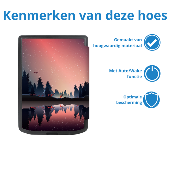 Case2go - E-reader Hoes geschikt voor PocketBook Verse / Verse Pro / Verse Pro Color - Sleepcover - Auto/Wake functie - Magnetische sluiting - Zonsondergang