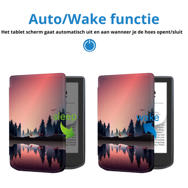 Case2go - E-reader Hoes geschikt voor PocketBook Verse / Verse Pro / Verse Pro Color - Sleepcover - Auto/Wake functie - Magnetische sluiting - Zonsondergang