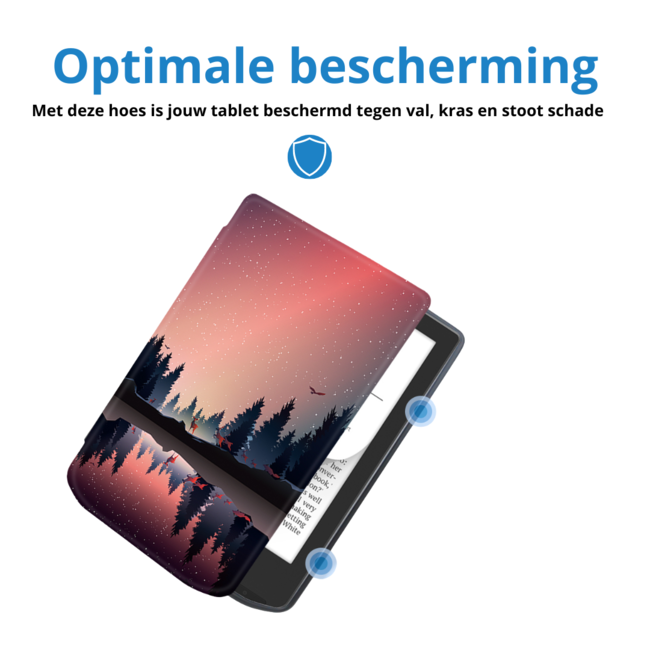 Case2go - E-reader Hoes geschikt voor PocketBook Verse / Verse Pro / Verse Pro Color - Sleepcover - Auto/Wake functie - Magnetische sluiting - Zonsondergang