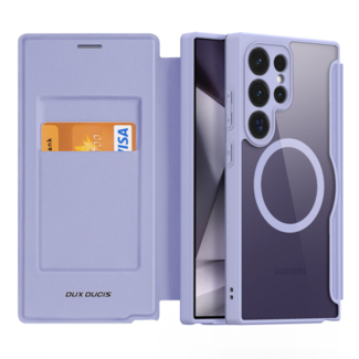 Dux Ducis Dux Ducis - Telefoonhoesje geschikt voor Samsung Galaxy S24 Ultra - Hoesje geschikt voor Magsafe Magneet - Skin X Pro Book Case Series - Paars