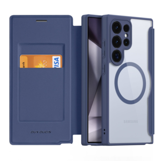 Dux Ducis Dux Ducis - Telefoonhoesje geschikt voor Samsung Galaxy S24 Ultra - Hoesje geschikt voor Magsafe Magneet - Skin X Pro Book Case Series - Donker Blauw