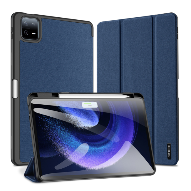 Dux Ducis - Tablet hoes geschikt voor Xiaomi Pad 6 / Pad 6 Pro - Domo Tri-fold Case - Auto Wake/Sleep functie - Met Pen Houder - Donker Blauw