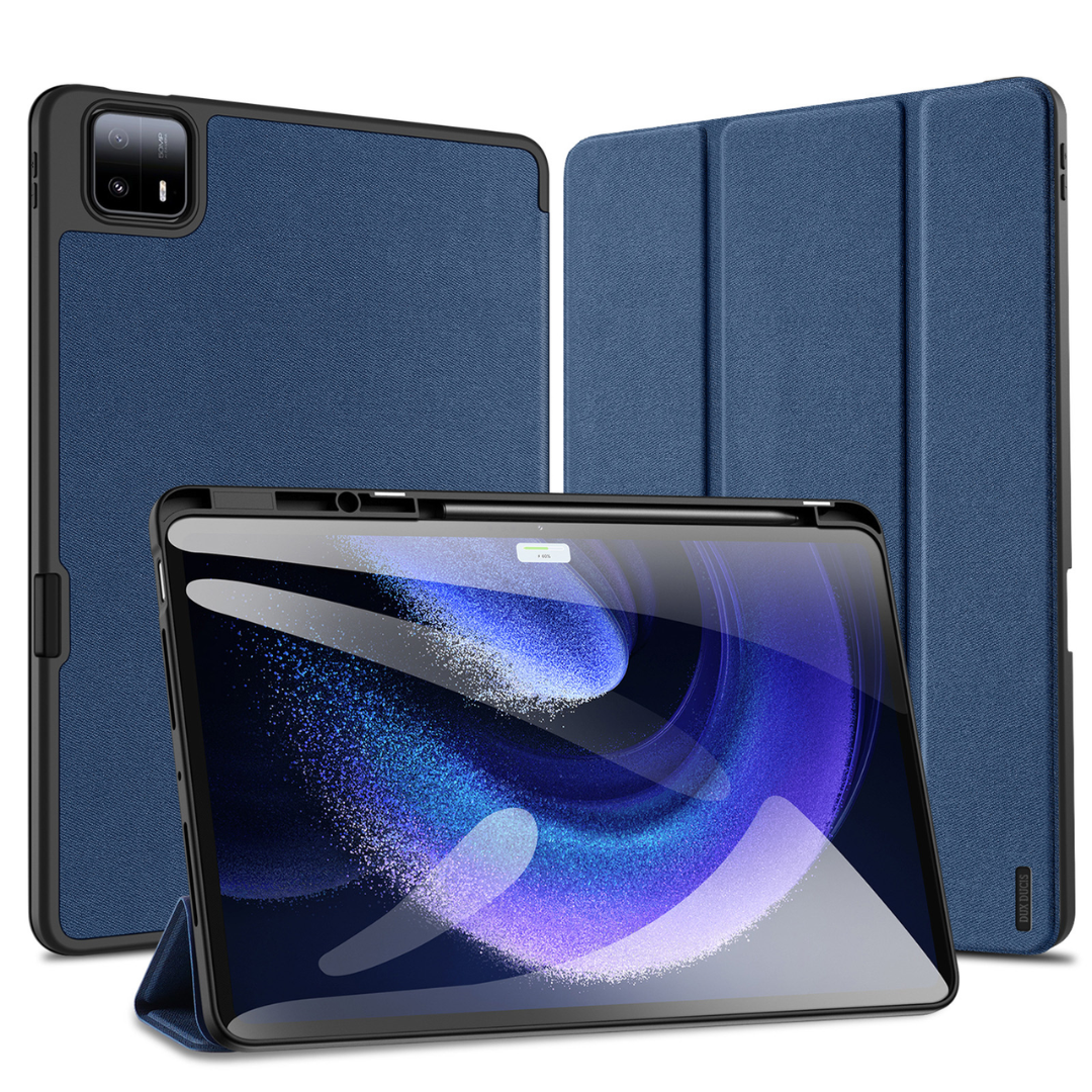 Dux Ducis - Tablet hoes geschikt voor Xiaomi Pad 6 Max 14 - Domo Tri-fold Case - Auto Wake/Sleep functie - Met Pen Houder - Donker Blauw afbeelding