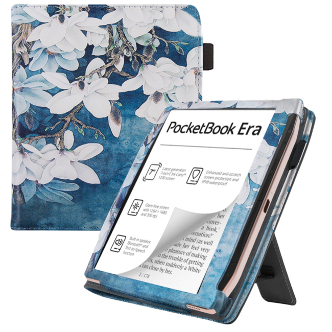 Case2go - E-reader hoes geschikt voor Pocketbook Era - Sleepcover - Auto/Wake functie - Met handstrap - Waterlelie