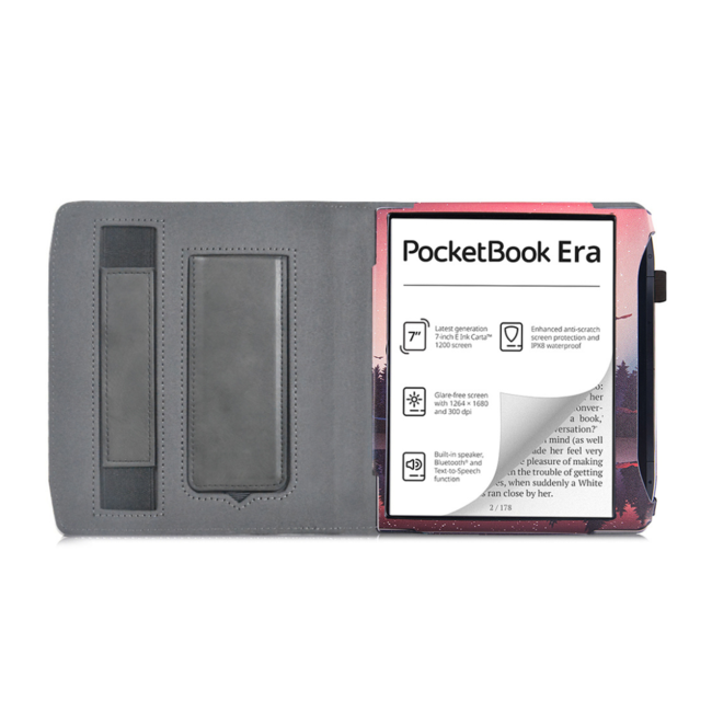 Case2go - E-reader hoes geschikt voor Pocketbook Era - Sleepcover - Auto/Wake functie - Met handstrap - Zonsondergang