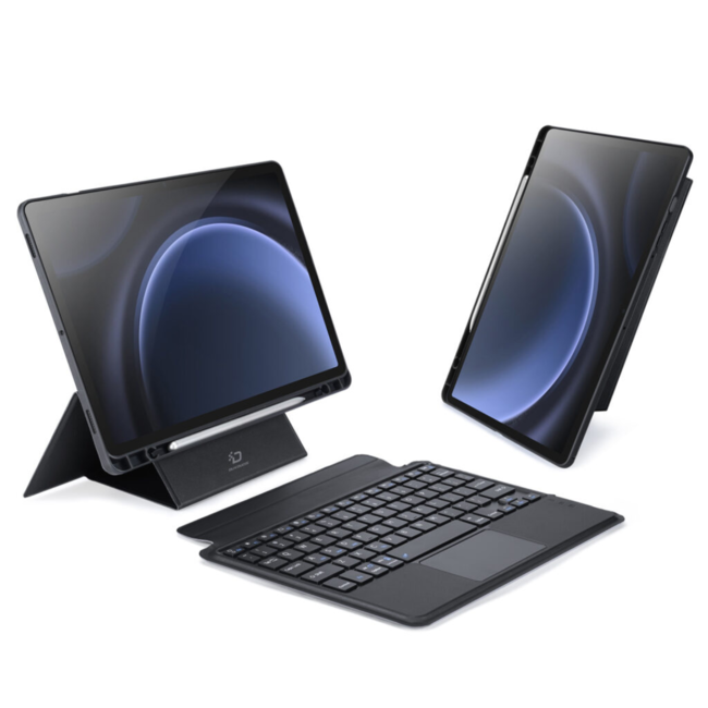 Dux Ducis - Toetsenbord hoes geschikt voor Samsung Galaxy Tab S9 FE (2023) - Afneembaar - QWERTY - Tablet toetsenbord met touchpad - Zwart