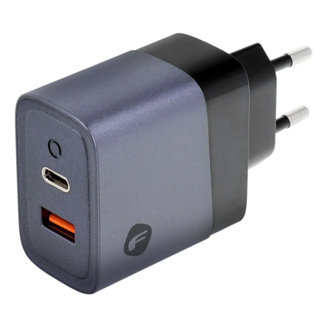 Forcell - Adapter - met USB C en USB A aansluitingen - 4A 45W - Quick Charge 4.0 - Grijs