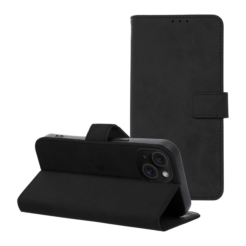 Case2go - Telefoonhoesje geschikt voor iPhone 15 Plus - Wallet Book Case - Met Magnetische Sluiting - Zwart afbeelding