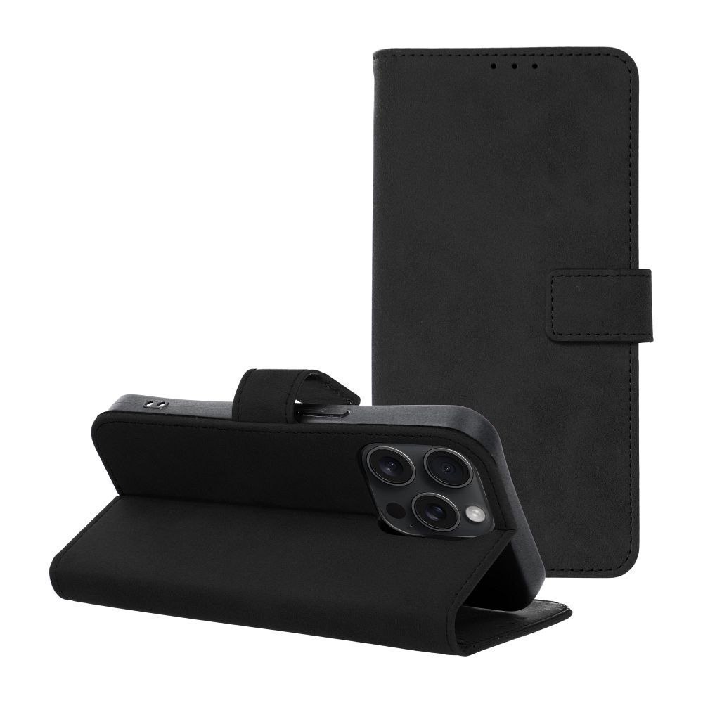 Case2go - Telefoonhoesje geschikt voor iPhone 15 Pro Max - Wallet Book Case - Met Magnetische Sluiting - Zwart afbeelding