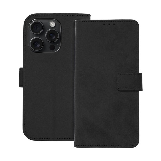 Case2go - Telefoonhoesje geschikt voor iPhone 15 Pro Max - Wallet Book Case - Met Magnetische Sluiting - Zwart