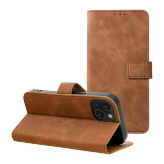 Case2go Case2go - Telefoonhoesje geschikt voor iPhone 15 Plus - Wallet Book Case - Met Magnetische Sluiting - Bruin