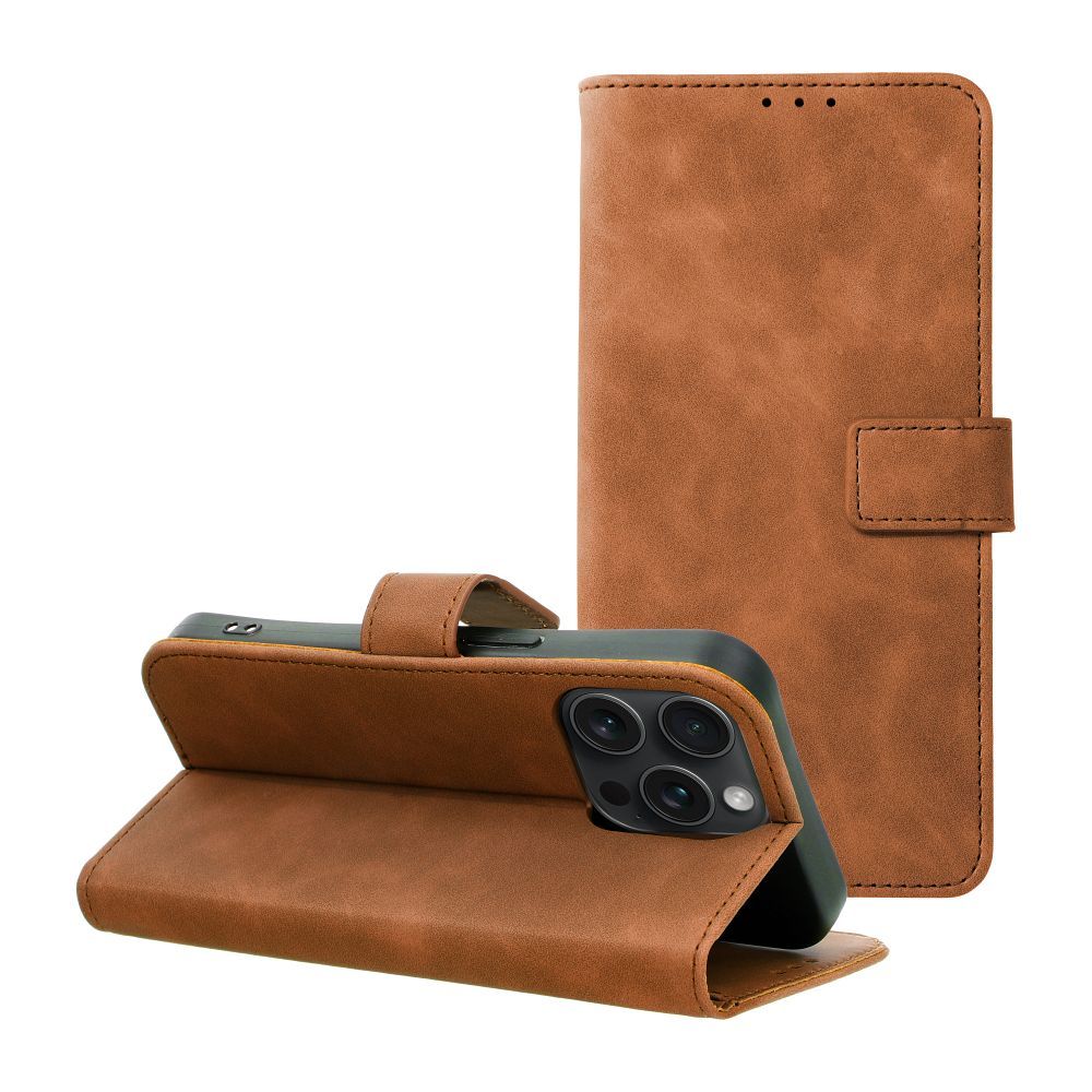 Case2go - Telefoonhoesje geschikt voor iPhone 13 Pro Max - Wallet Book Case - Met Magnetische Sluiting - Bruin afbeelding
