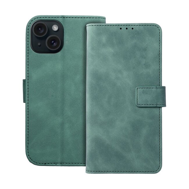 Case2go - Telefoonhoesje geschikt voor iPhone 13 Mini - Wallet Book Case - Met Magnetische Sluiting - Groen