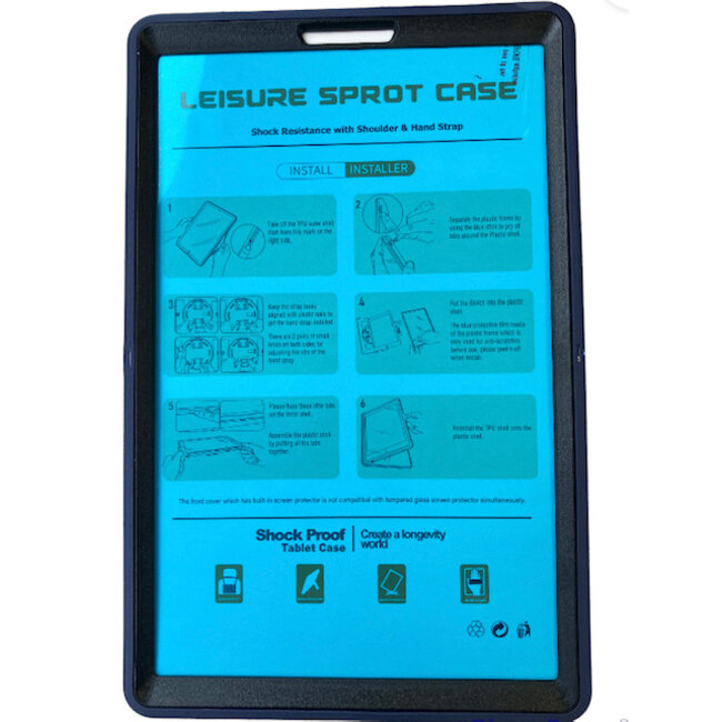 Tablet hoes voor Lenovo Tab M10 Plus (2de generatie) - Hand Strap Armor Case - Met Schouderriem - 10.3 inch (TB-X606) - Blauw