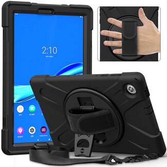 Case2go Tablet hoes geschikt voor Lenovo Tab M10 Plus (2de generatie) - Hand Strap Armor Case - Met Schouderriem - 10.3 inch (TB-X606) - Zwart
