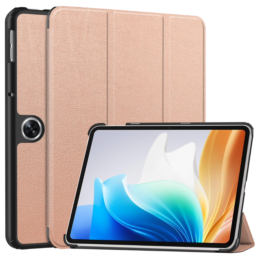 Case2go - Tablet hoes geschikt voor OnePlus Pad Go/ Oppo Pad Air2/Oppo Pad Neo - Tri-fold Case - Auto/Wake functie - Rose Goud afbeelding