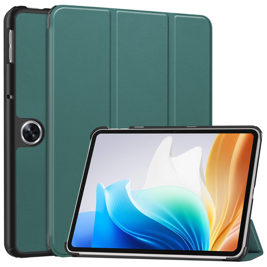 Case2go - Tablet hoes geschikt voor OnePlus Pad Go/ Oppo Pad Air2/Oppo Pad Neo - Tri-fold Case - Auto/Wake functie - Donker Groen afbeelding