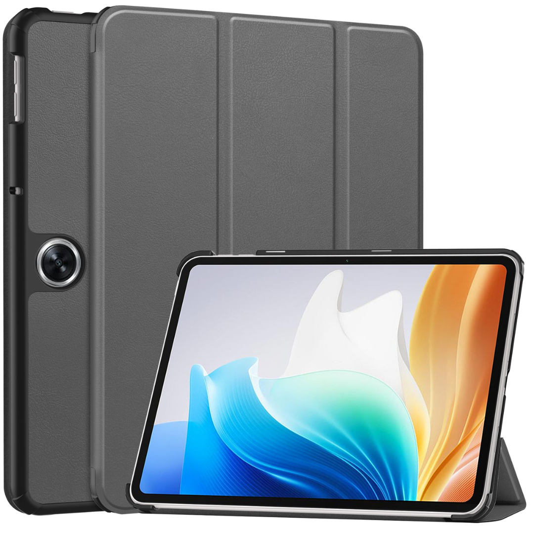 Case2go - Tablet hoes geschikt voor OnePlus Pad Go/ Oppo Pad Air2/Oppo Pad Neo - Tri-fold Case - Auto/Wake functie - Grijs afbeelding