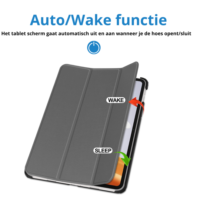 Case2go - Tablet hoes geschikt voor OnePlus Pad Go/ Oppo Pad Air2/Oppo Pad Neo - Tri-fold Case - Auto/Wake functie - Grijs
