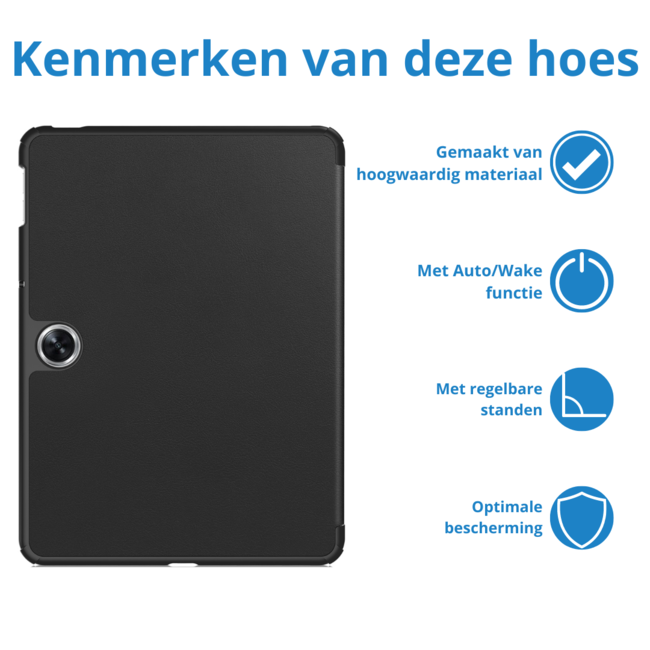 Case2go - Tablet hoes geschikt voor OnePlus Pad Go/ Oppo Pad Air2/Oppo Pad Neo - Tri-fold Case - Auto/Wake functie - Zwart