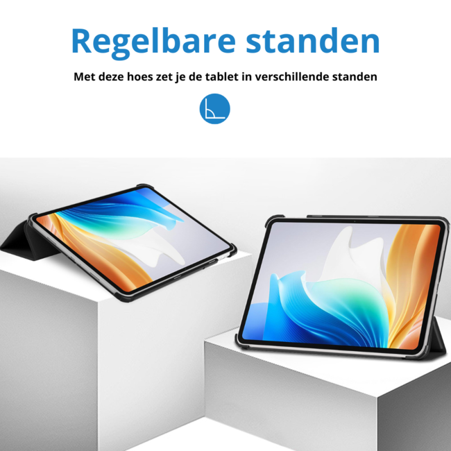 Case2go - Tablet hoes geschikt voor OnePlus Pad Go/ Oppo Pad Air2/Oppo Pad Neo - Tri-fold Case - Auto/Wake functie - Zwart