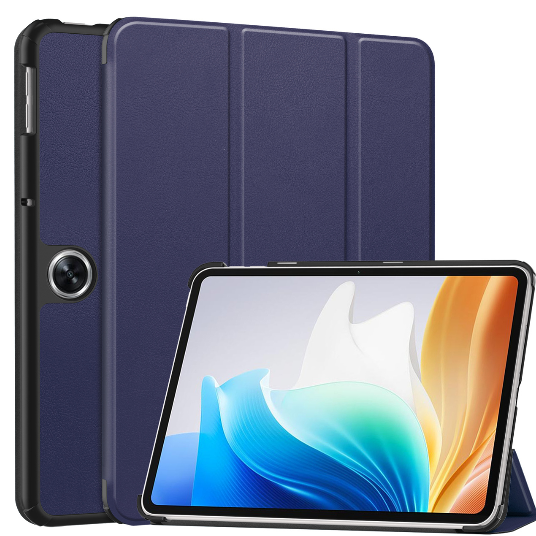 Case2go - Tablet hoes geschikt voor OnePlus Pad Go/ Oppo Pad Air2/Oppo Pad Neo - Tri-fold Case - Auto/Wake functie - Donker Blauw afbeelding