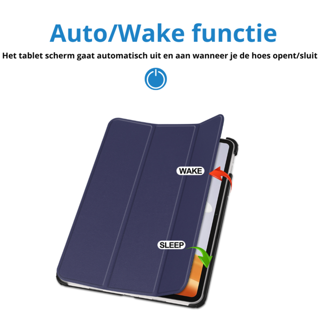 Case2go - Tablet hoes geschikt voor OnePlus Pad Go/ Oppo Pad Air2/Oppo Pad Neo - Tri-fold Case - Auto/Wake functie - Donker Blauw