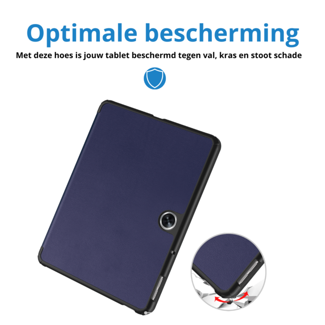 Case2go - Tablet hoes geschikt voor OnePlus Pad Go/ Oppo Pad Air2/Oppo Pad Neo - Tri-fold Case - Auto/Wake functie - Donker Blauw