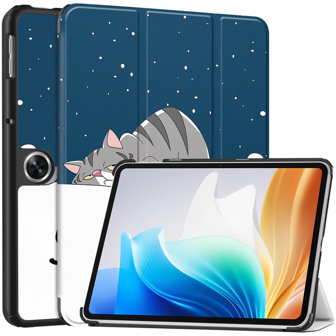Case2go - Tablet hoes geschikt voor OnePlus Pad Go/ Oppo Pad Air2/Oppo Pad Neo - Tri-fold Case - Auto/Wake functie - Goodnight afbeelding
