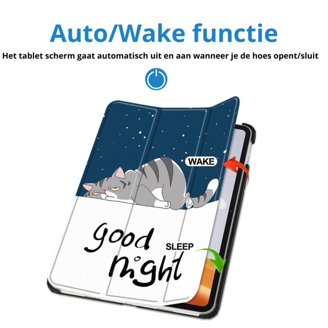 Case2go - Tablet hoes geschikt voor OnePlus Pad Go/ Oppo Pad Air2/Oppo Pad Neo - Tri-fold Case - Auto/Wake functie - Goodnight