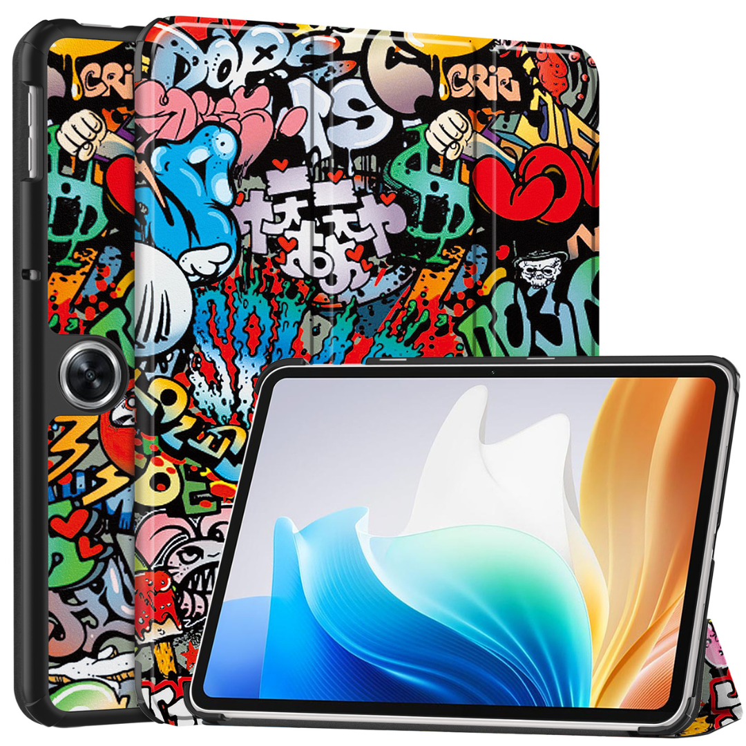 Case2go - Tablet hoes geschikt voor OnePlus Pad Go/ Oppo Pad Air2/Oppo Pad Neo - Tri-fold Case - Auto/Wake functie - Graffiti afbeelding