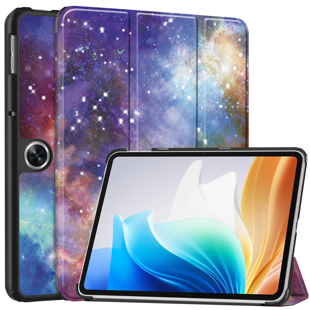 Case2go - Tablet hoes geschikt voor OnePlus Pad Go/ Oppo Pad Air2/Oppo Pad Neo - Tri-fold Case - Auto/Wake functie - Galaxy afbeelding