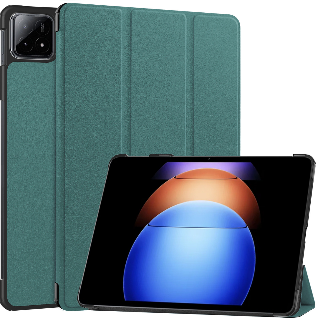 Case2go - Tablet hoes geschikt voor Xiaomi Pad 6S Pro - Tri-fold Case - Auto/Wake functie - Donker Groen afbeelding
