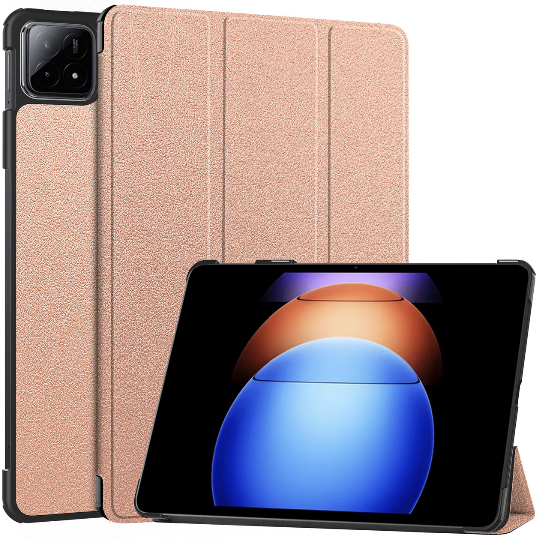 Case2go - Tablet hoes geschikt voor Xiaomi Pad 6S Pro - Tri-fold Case - Auto/Wake functie - Rose Goud afbeelding