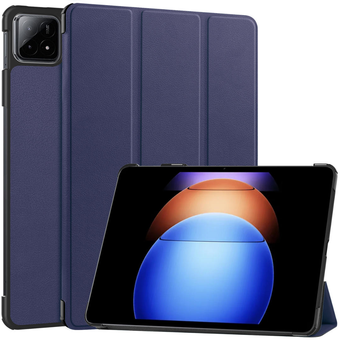 Case2go - Tablet hoes geschikt voor Xiaomi Pad 6S Pro - Tri-fold Case - Auto/Wake functie - Donker Blauw afbeelding