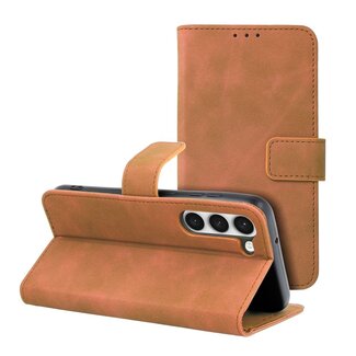 Case2go Case2go - Telefoonhoesje geschikt voor Samsung Galaxy S23 - Wallet Book Case - Met Magnetische Sluiting - Bruin