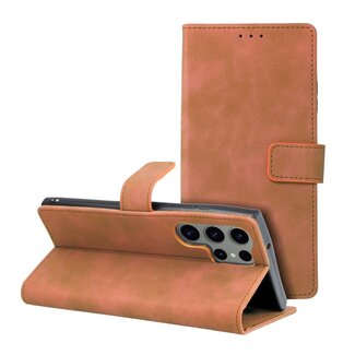 Case2go Case2go - Telefoonhoesje geschikt voor Samsung Galaxy S23 Ultra - Wallet Book Case - Met Magnetische Sluiting - Bruin